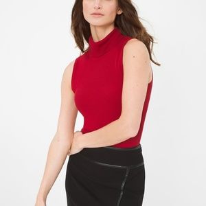 WHBM Bright Red Sleeveless Turtleneck Sweater